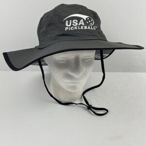 USA Pickleball Boonie Sin Hat Adult L Wide Brim Canvas Mesh Gray